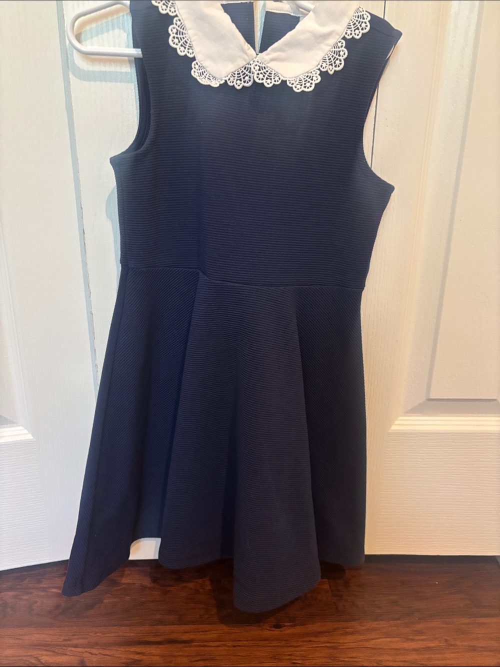 Janie and Jack Navy Dress with White Lace Collar - Picture 3 of 4